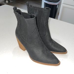Black Faux Snakeskin Booties